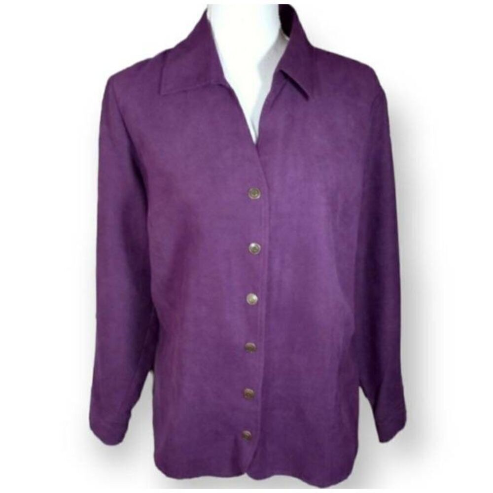 CROFT & BARROW PURPLE FAUX SUEDE  BUTTON DOWN SHIRT SZ.L EUC.